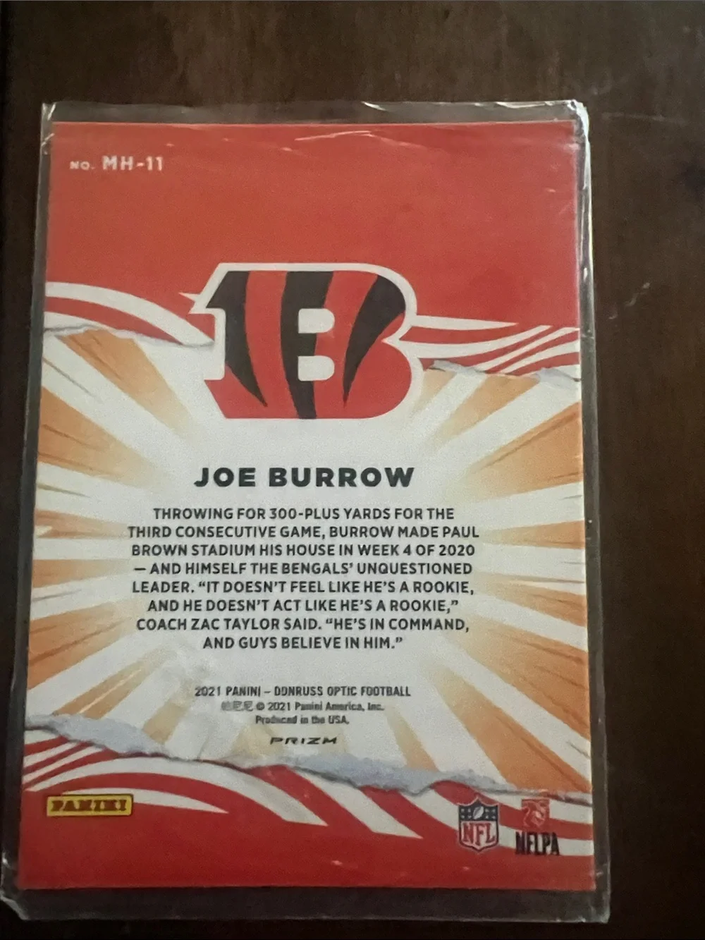 Joe Burrow Optic MY HOUSE Football Card - Cincinnati Bengals extremely rare card